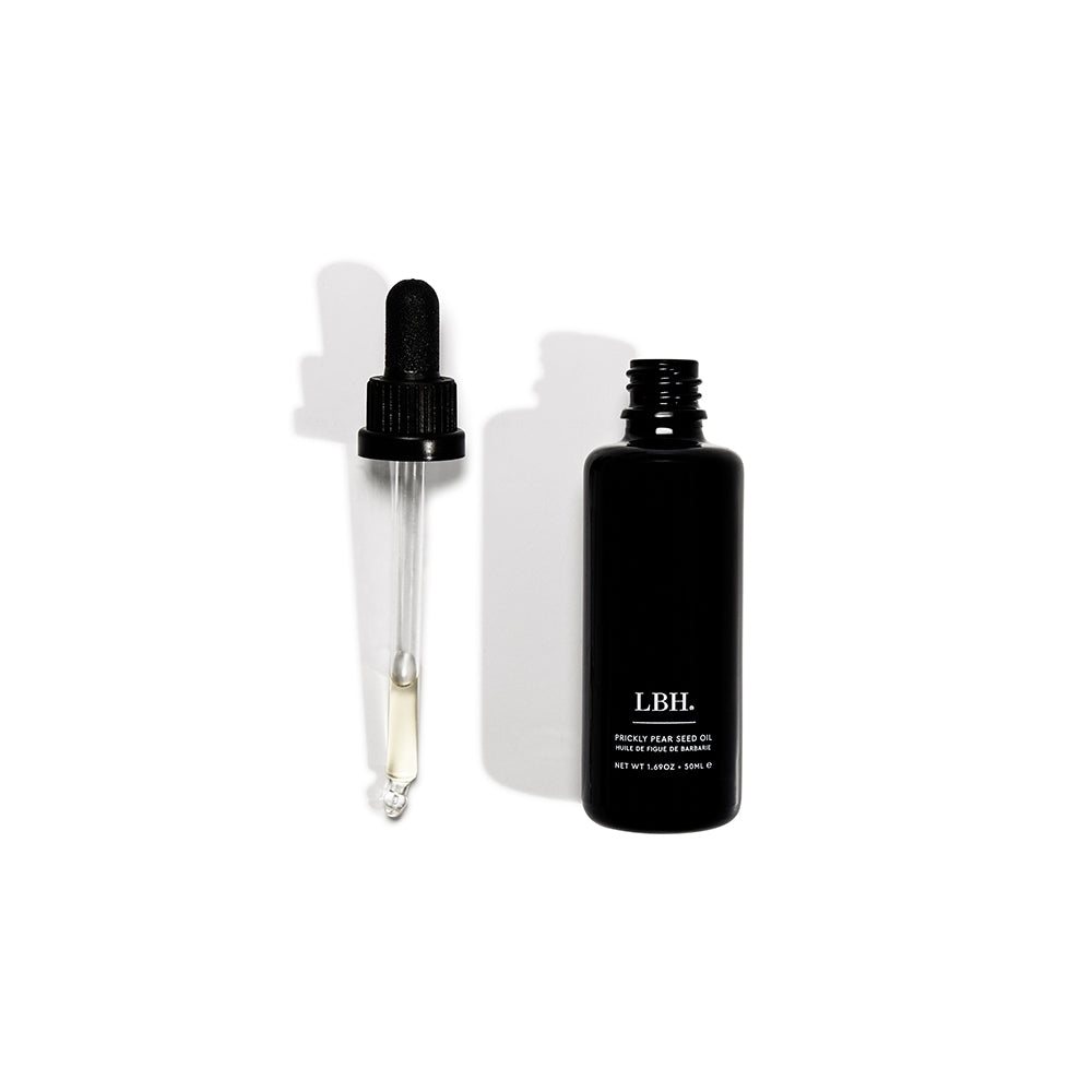 LBH Skincare Prickly Pear Seed Oil dropper next to black bottle